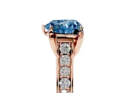 Heart-Shaped Graduated Pavé Engagement Ring Setting for a Fancy Blue Lab-Grown Diamond | Rose Gold