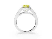 Cushion Cut Split Shank Halo Engagement Ring Setting for a Fancy Yellow Lab-Grown Diamond | Platinum