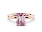 Emerald Cut Hidden Halo Ring Setting for a Fancy Pink Lab-Grown Diamond | Rose Gold
