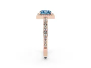 Princess Cut Sectioned Halo Engagement Ring Setting for a Fancy Blue Lab-Grown Diamond | Rose Gold
