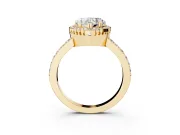 Heart-Shaped Vintage Halo Pavé Engagement Ring Setting | Milgrain Border | Yellow Gold