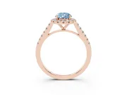 Pear-Shaped Halo Engagement Ring Setting for a Fancy Blue Lab-Grown Diamond | Pave Shoulders | Rose Gold