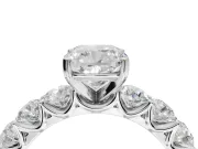 Cushion Cut Side Stone Engagement Ring Setting | Scalloped Prong Accents | Platinum