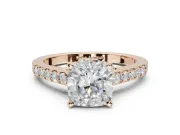 Cushion Cut Pavé Solitaire Engagement Ring Setting | Crossover Gallery | Rose Gold