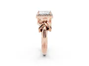 Princess Cut Floral Halo Engagement Ring Setting | Leaf Shoulders | Rose Gold