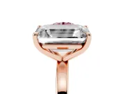 Fancy Pink Round Cut and Emerald Cut Toi Moi Ring Set in Rose gold with Prong Setting