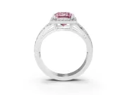 Princess Cut Halo Engagement Ring Setting for a Fancy Pink Lab-Grown Diamond | Pave Split Shank | Sterling Silver