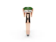Radiant Cut Channel-Set Three Stone Engagement Ring Setting for a Fancy Green Lab-Grown Diamond | Rose Gold
