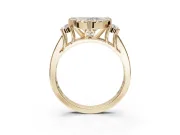 Heart-Shaped Halo Side Cluster Engagement Ring Setting | Graduated Channel Band | Yellow Gold