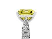 Asscher Cut Pavé Engagement Ring Setting for a Fancy Yellow Lab-Grown Diamond | Multi-Row Shoulders | Sterling Silver