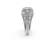 Asscher Cut Vintage Bezel Engagement Ring Setting for a Fancy Blue Lab-Grown Diamond | Platinum