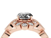 Oval Scalloped Halo Engagement Ring Setting for a Black Center | Heart Pavé Band | Rose Gold