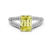 Emerald Cut Graduated Split Shank Engagement Ring Setting for a Fancy Yellow Lab-Grown Diamond | Platinum