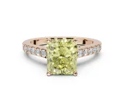 Radiant Cut Pavé Solitaire Engagement Ring Setting for a Fancy Yellow Lab-Grown Diamond | Crossover Gallery | Rose Gold