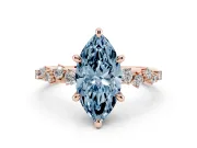 Marquise Graduated Accent Engagement Ring Setting for a Fancy Blue Lab-Grown Diamond | Rose Gold