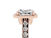 Asscher Cut Halo Engagement Ring Setting | Shared Prong Shoulders | Rose Gold