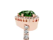 Fancy Green Heart Cut Diamond Halo Engagement Ring Set in Rose gold with Milgrain Detail and Pavé Band