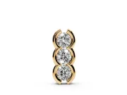 Round Lab-Grown Diamond Three-Stone Vertical Pendant Necklace | Scalloped Rails | Yellow Gold