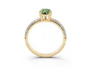 Pear-Shaped Three Row Pave Engagement Ring Setting for a Fancy Green Lab-Grown Diamond | Yellow Gold