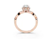Radiant Cut Milgrain Halo Engagement Ring Setting | Graduated Shoulders | Rose Gold
