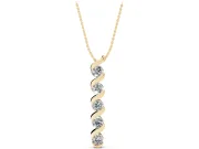 Round Lab-Grown Diamond Twist Spiral Pendant Necklace | Wrapped Ribbon | Yellow Gold