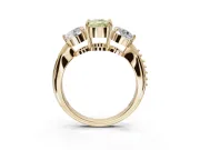Cushion Cut Three Stone Engagement Ring Setting for a Fancy Yellow Lab-Grown Diamond | Tapered Pave Band | Yellow Gold