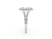 Marquise Halo Engagement Ring Setting | V-Split Pavé Band | Platinum