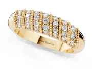 Round Diamond Dome Band Set in Yellow gold with Channel Setting