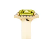 Asscher Cut Halo Engagement Ring Setting for a Fancy Yellow Lab-Grown Diamond | Knife-Edge Band | Yellow Gold