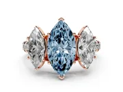 Marquise Three Stone Engagement Ring Setting for a Fancy Blue Lab-Grown Diamond | Accented Shoulders | Rose Gold