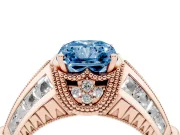 Radiant Cut Vintage Milgrain Engagement Ring Setting for a Fancy Blue Lab-Grown Diamond | Hidden Halo | Rose Gold