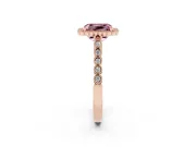 Radiant Cut Milgrain Halo Engagement Ring Setting for a Fancy Pink Lab-Grown Diamond | Beaded Shoulders | Rose Gold