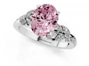 Oval Floral Engagement Ring Setting for a Fancy Pink Lab-Grown Diamond | White Gold