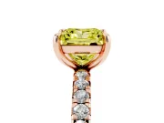 Princess Cut Pavé Solitaire Engagement Ring Setting for a Fancy Yellow Lab-Grown Diamond | Shared Prong Band | Rose Gold