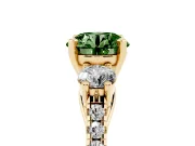 Round Three-Stone Engagement Ring Setting for a Fancy Green Lab-Grown Diamond | Yellow Gold
