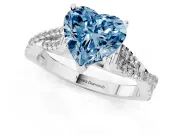 Fancy Blue Heart Cut Diamond Solitaire Engagement Ring Set in Platinum with Twisted Pavé Band and Prong Setting