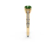 Fancy Green Cushion Cut Diamond Solitaire Pavé Engagement Ring Set in Yellow gold with Prong Setting