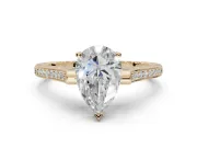 Pear-Shaped Vintage Cathedral Engagement Ring Setting | Carved Band | Yellow Gold