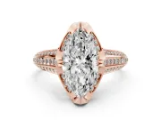 Marquise Cut Diamond Pavé Split Shank Solitaire Ring Set in Rose gold with Prong Setting