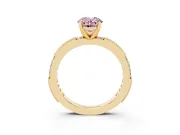 Oval Vintage Pavé Engagement Ring Setting for a Fancy Pink Lab-Grown Diamond | Yellow Gold
