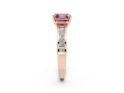 Asscher Cut Channel Engagement Ring Setting for a Fancy Pink Lab-Grown Diamond | Rose Gold