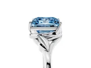 Princess Cut Leaf Bypass Solitaire Engagement Ring Setting for a Fancy Blue Lab-Grown Diamond | Sterling Silver