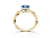 Fancy Blue Asscher Cut Diamond Solitaire Twisted Pavé Ring Set in Yellow gold with Prong Setting