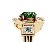 Heart-Shaped Milgrain Sectioned Halo Engagement Ring Setting for a Fancy Green Lab-Grown Diamond | Yellow Gold