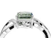 Radiant Cut Bypass Solitaire Engagement Ring Setting for a Fancy Green Lab-Grown Diamond | Pavé Strands | White Gold