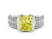 Radiant Cut Half Bezel Engagement Ring Setting for a Fancy Yellow Lab-Grown Diamond | Channel Band | White Gold