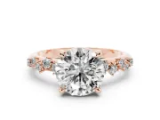 Round Graduated Accent Engagement Ring Setting | Scattered Shoulders | Rose Gold