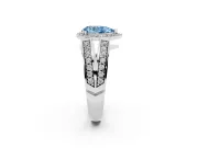 Fancy Blue Pear Cut Diamond Halo Ring Set in White gold with Double Pavé Split Shank