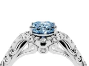 Oval Hidden Halo Filigree Engagement Ring Setting for a Fancy Blue Lab-Grown Diamond | White Gold