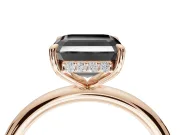 Asscher Cut Hidden Halo Engagement Ring Setting for a Black Center | Thin Plain Band | Rose Gold